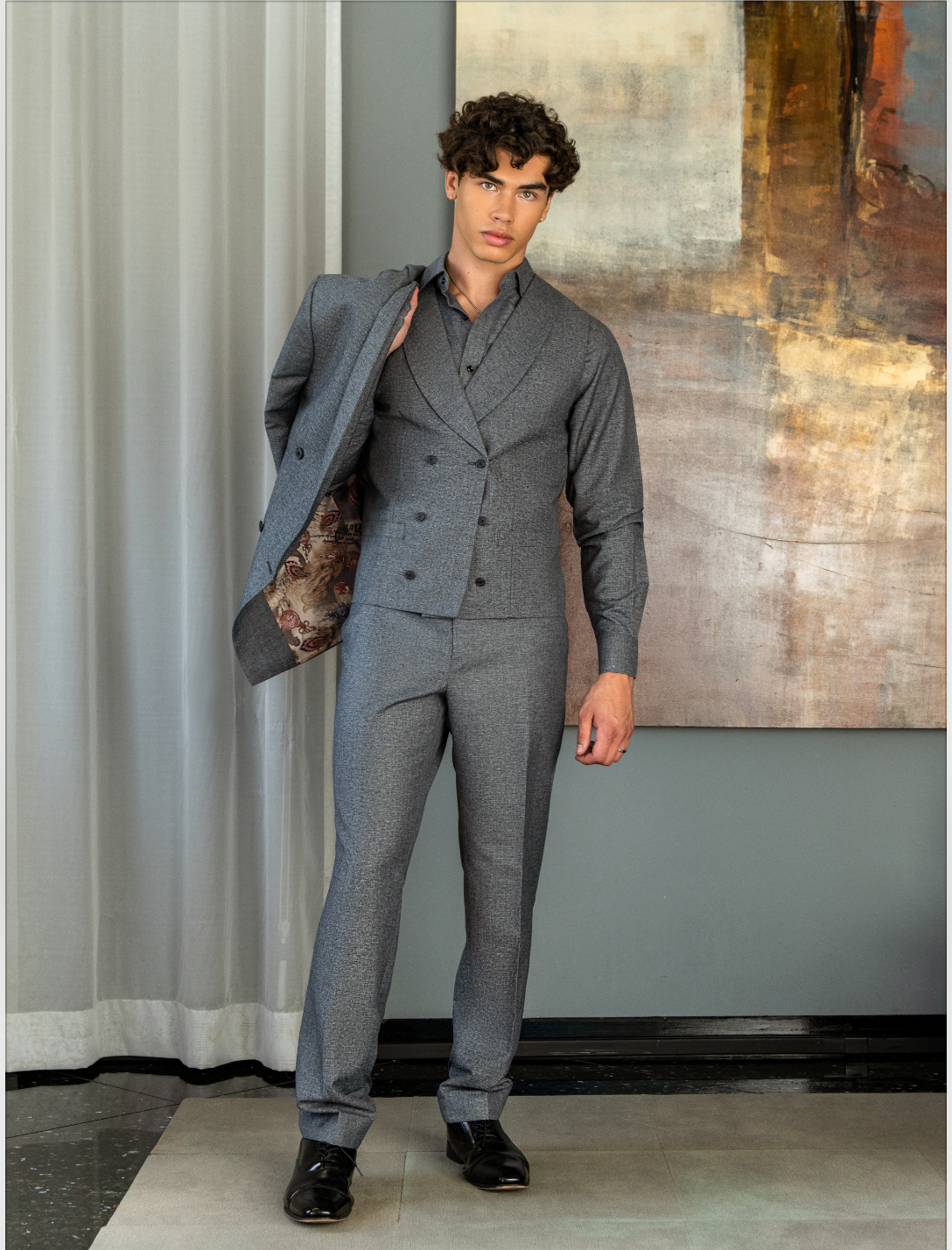 Shawl collar Double breast three piece suit
