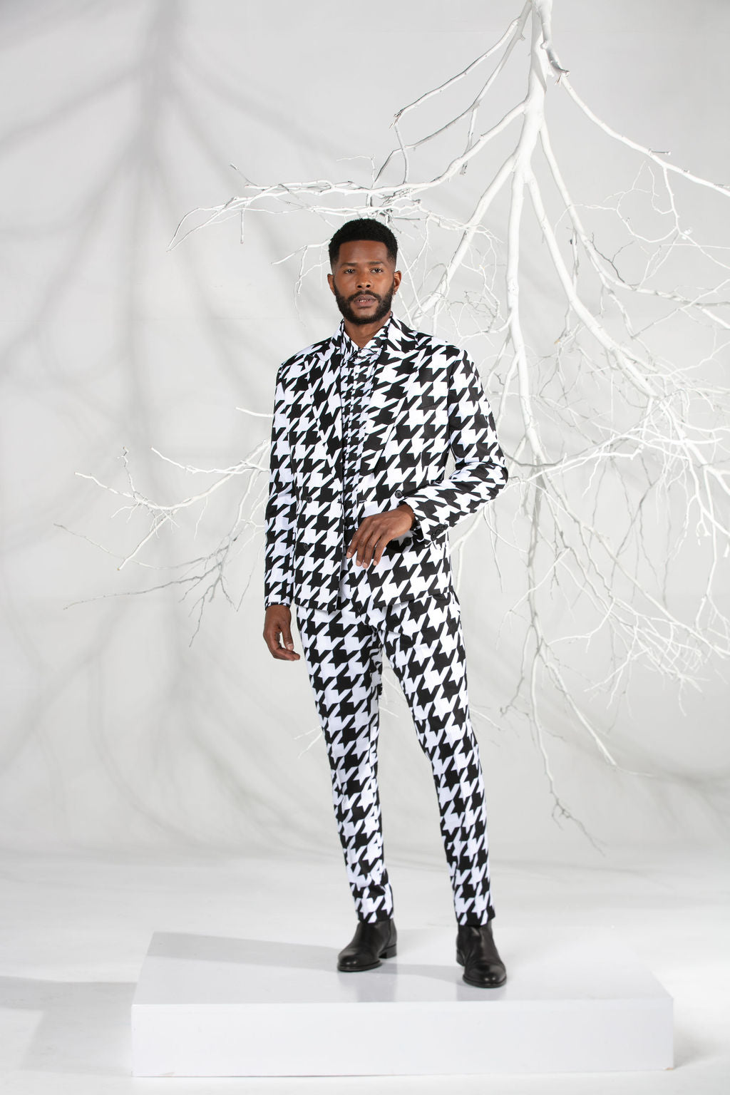 Double-breast Houndstooth Summer Suit (3 piece)